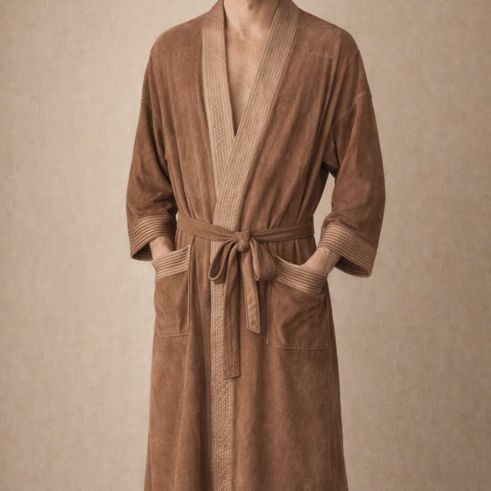 Bloomingdale's Men's Store Traditionalist O/S Brown Long Smoking Robe Jacket